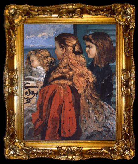 framed  Gustave Courbet Three english girls at a window, ta009-2
